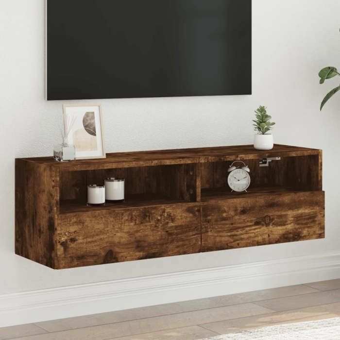 VidaXL Meuble TV mural chêne fumé 100x30x30 cm bois d'ingénierie 836890