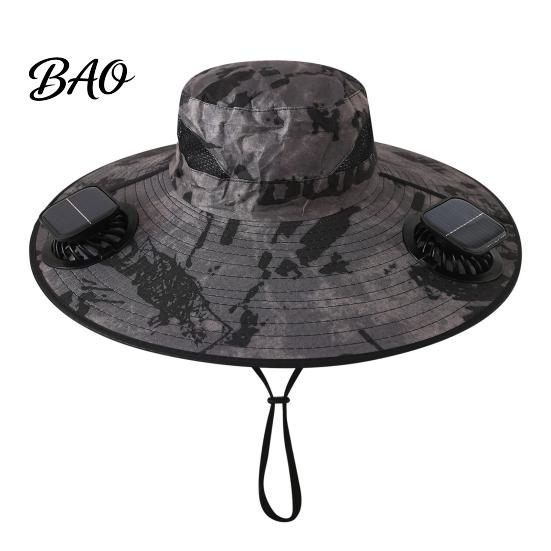 Wide Brim Fan Cap Solar Hat, UPF 50+ Sun Hat with 2 Outdoor Cooling Fans, & USB Rechargeable, 3 Speeds for Fishing/Camping/Hiking/Gardening