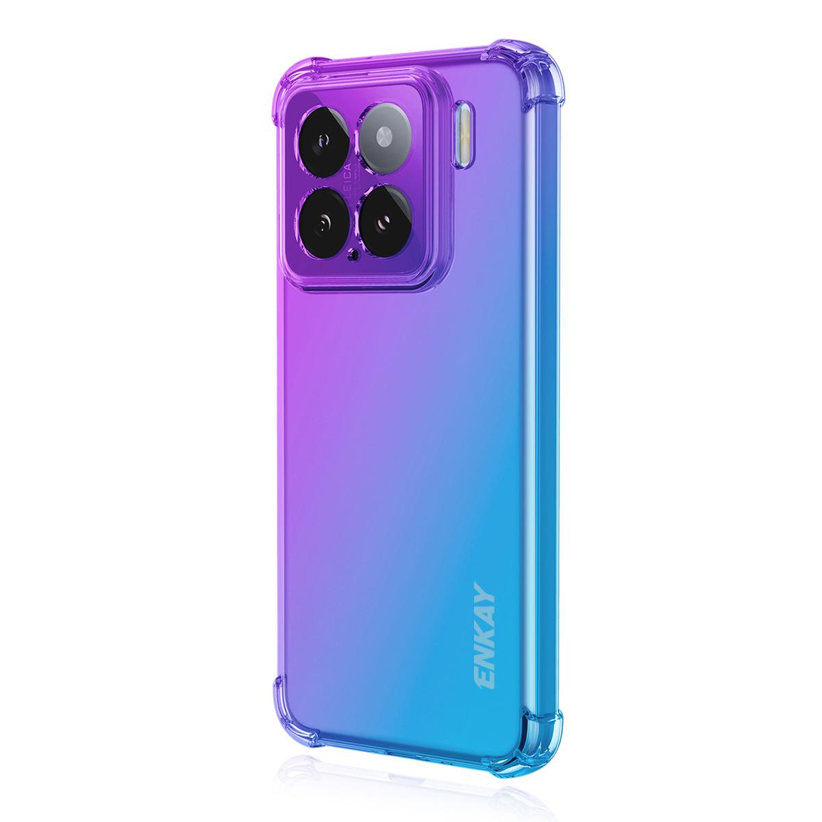 

For Xiaomi 15 TPU Case ENKAY Thickened Four Corner Drop-Proof Phone Back Cover Purple/Blue