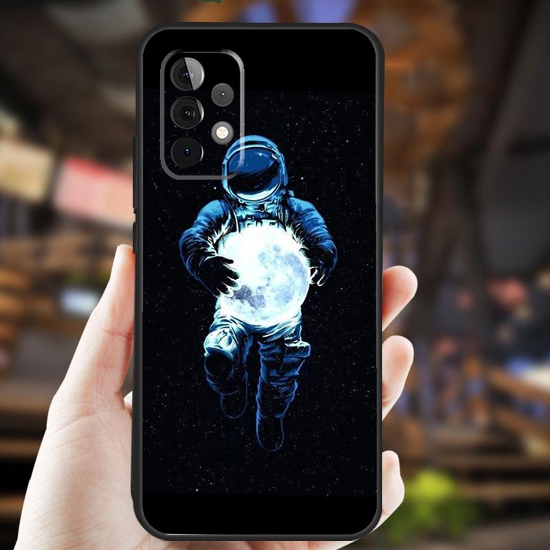 Space Moon Astronaut Case For Samsung Galaxy A15 A35 A55 A53 A33 A13 A36 A56 A26 A16 A22 A32 A52 A54 A34 A05 A06