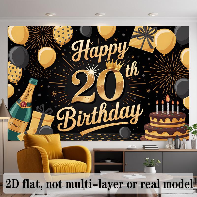 Party Backdrop 20Th Birthday Flat Number Hanging Numbered Years Photo Booth Decor Birthday Party Decor