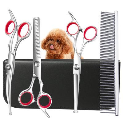 1 Set Fellpflege-Scheren-Set mit Sicherheits-Rundspitzen Edelstahl Professionelles Hunde-Fellpflegescheren-Set für Katze Haustiere