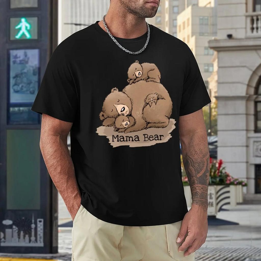 Harajuku Fête des Mères Ours Maman T-shirt Unisexe pour Femmes T-shirts Mouvement Vintage Cool Loisir Taille Eur
