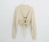 Retro V-Neck Knit Sweater with Back Tie – Stylish Autumn/Winter Women's Fashion