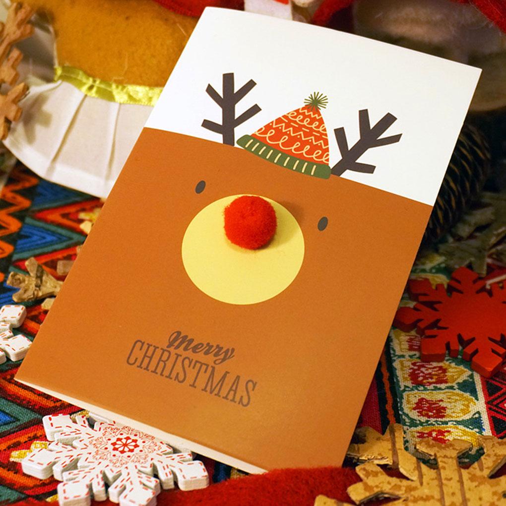 Unique Merry Xmas 3D Cartoon Animal Card Happy New Year Christmas Card Postcard Holiday Children Gift Cards