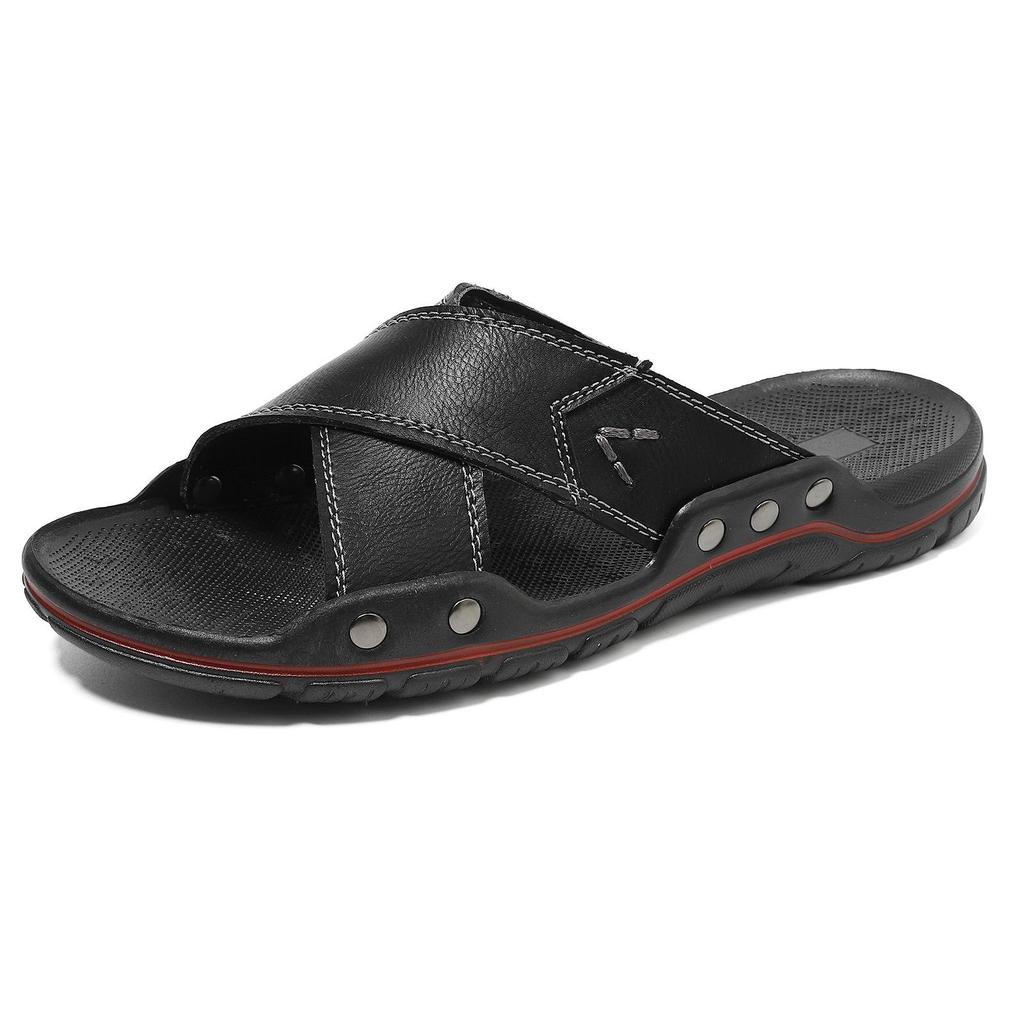Men's Trendy Plus Size Genuine Leather Sandals - Soft Sole/Surface, Indoor/Outdoor, Spring/Summer Collection