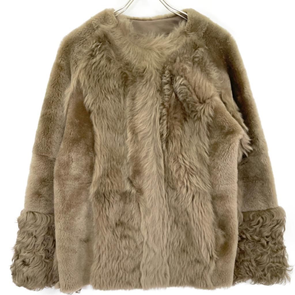 Ron Herman 2810400054 Reversible Collarless Shearling Mouton Coat Jacket Not written BrownUsed