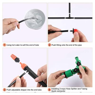 65FT DIY Drip & Misting Irrigation Kit with Hose Adjustable Nozzles Quick Connectors Self-Watering