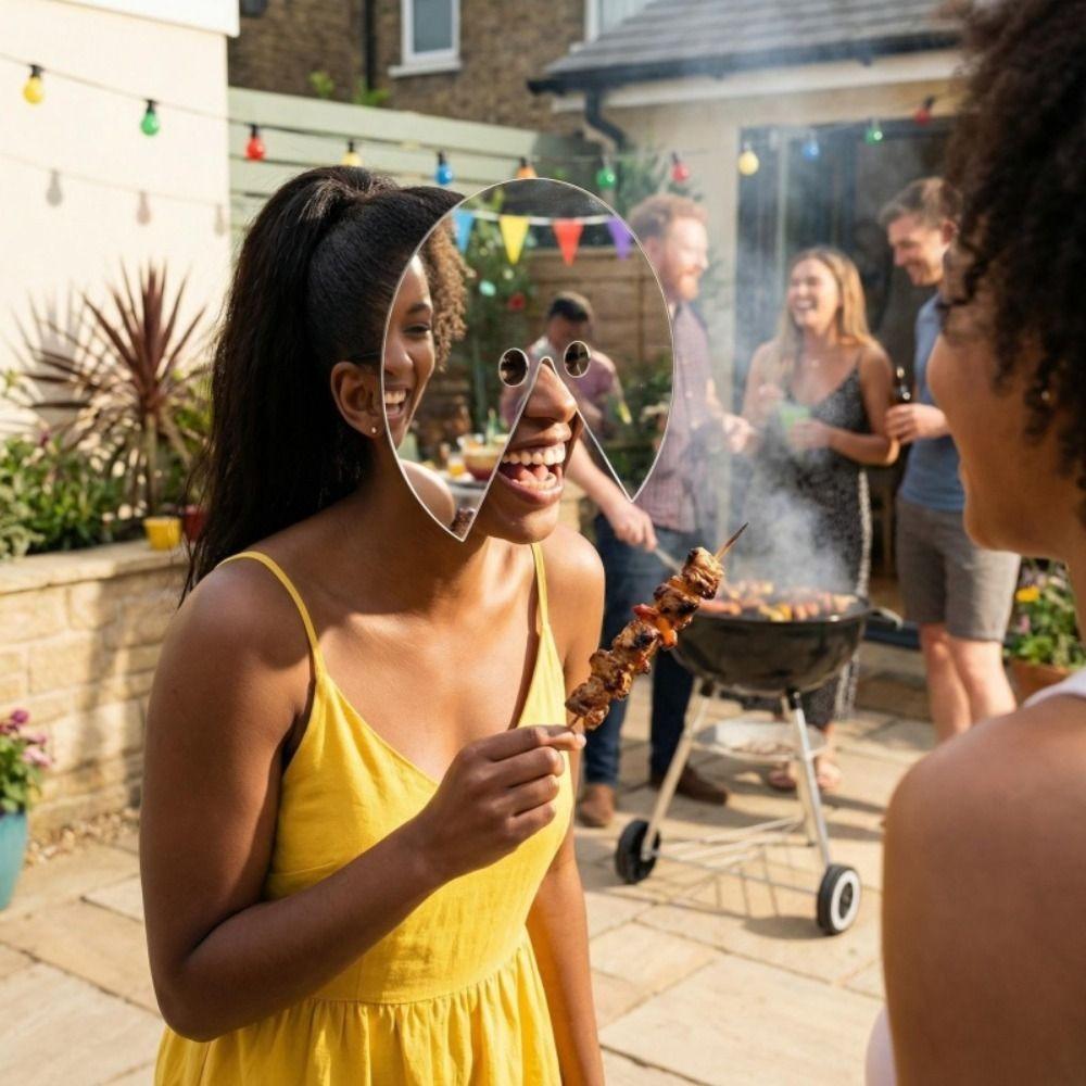 Full Face Round Mirror Mask Wearable Reflective Mask Visual Illusion Prop  Cosplay Photography