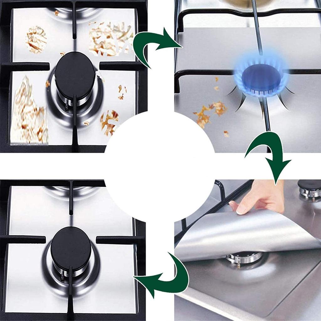 1/2/4pcs Gas Stove Protector Kitchen Cooker Cover Liner Clean Mat Pad Stovetop Easy To Clean Kitchen Accessories 27x27cm