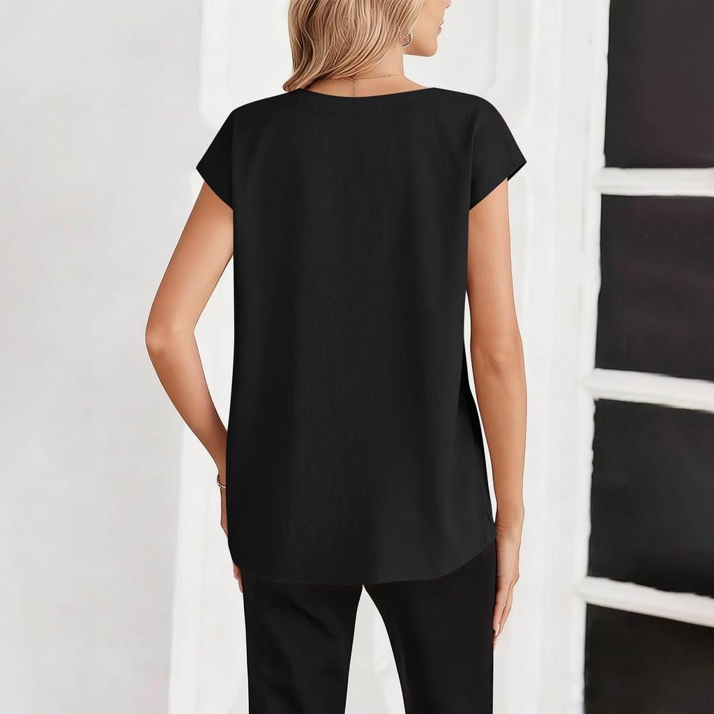 Top de punto para mujer de manga corta Casual Cómodo Blusa