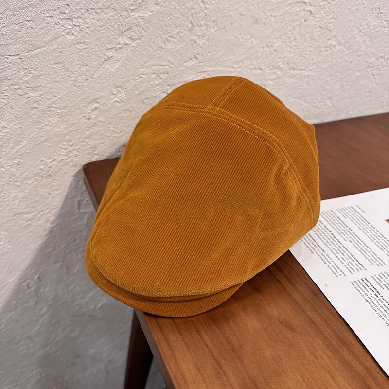 Classic Solid Corduroy Color Beret Cap With Warmth Sunshade For Winter Gift
