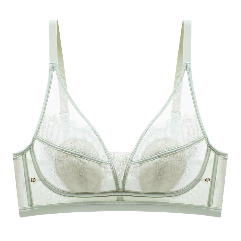 

Women s Summer Thin Sexy Lace Anti Dropper Gathers The Pair of Milk Rabbit Ear Cup Underwear 34/75BC зелёный