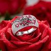 Fingerring Zinklegierung Pflaumenblüten-Design Polierte Oberfläche Damenring mit Zirkonia-Einlage Schmuckgeschenk