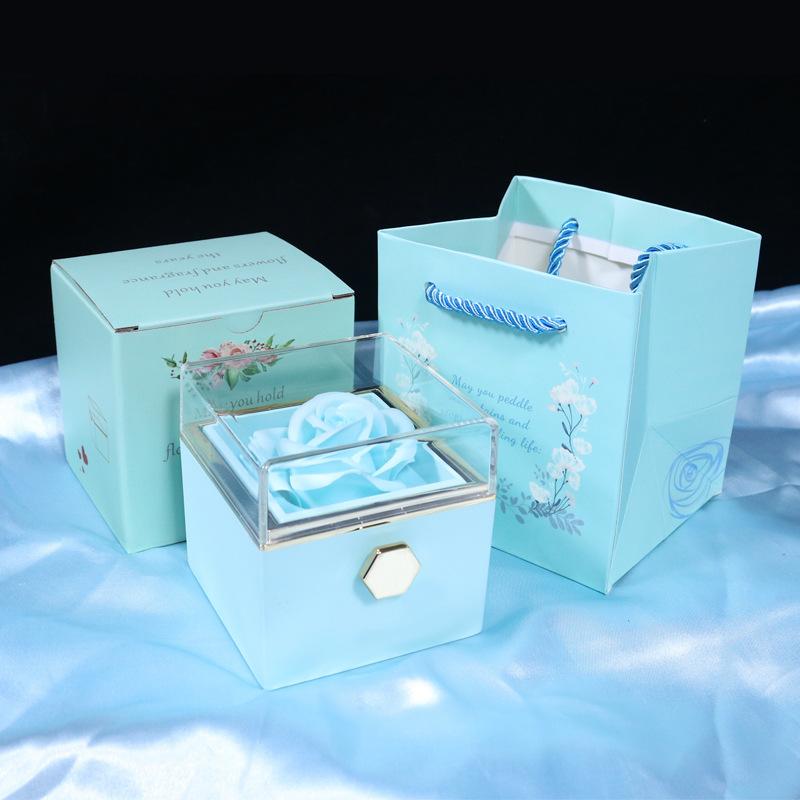 Creative Rotating Valentine's Day Soap Flower Gift Box Rose Jewelry Box For Rings Necklaces And Jewelry Storage
