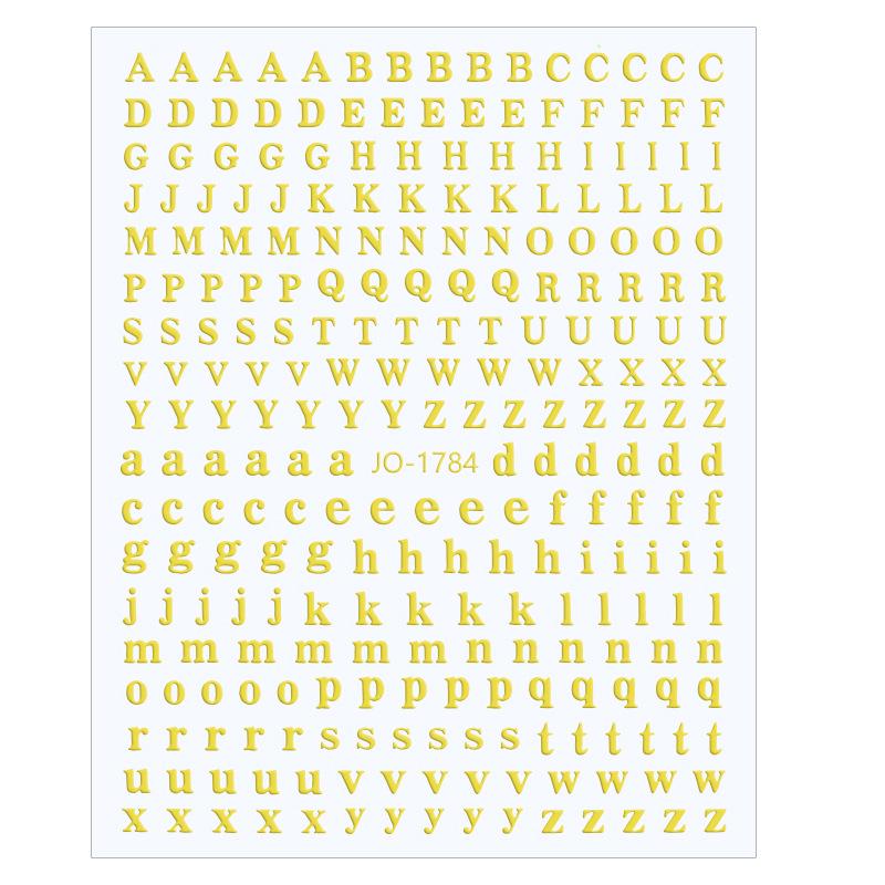 Nail Art 3D Laser Black & White Alphabet Stickers - 26 Uppercase & Lowercase Letters