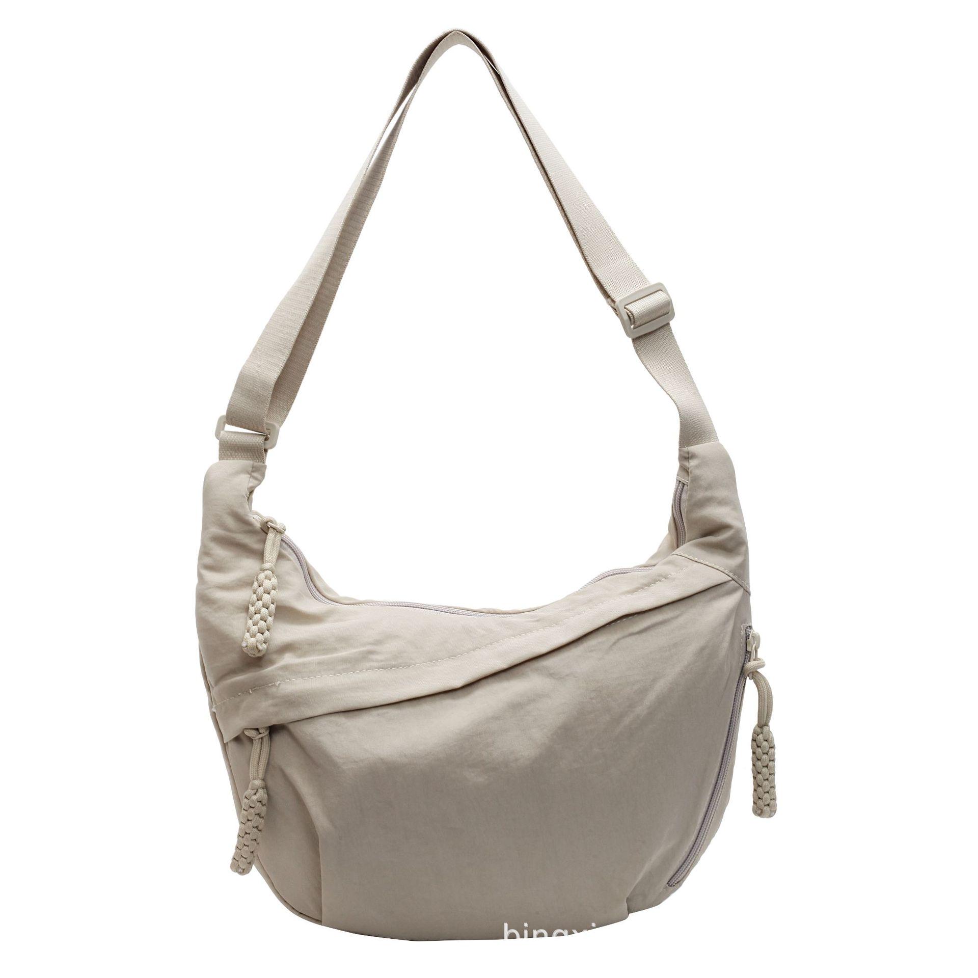 

Женская спортивная сумка кроссбоди из парусины Оксфорд - Большая вместимость, Однотонная, Модная форма пельменя грязно-белый