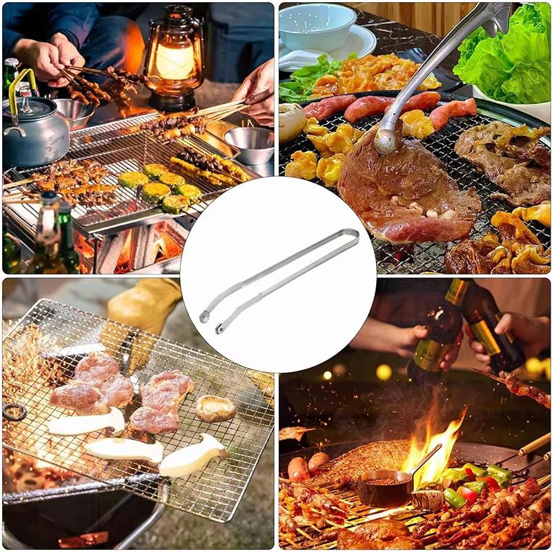 Multipurpose Kitchen Tongs with Long Handle Cooking Tongs Kitchen Sausage Turning Tongs Korean Camping Barbecue Accessories