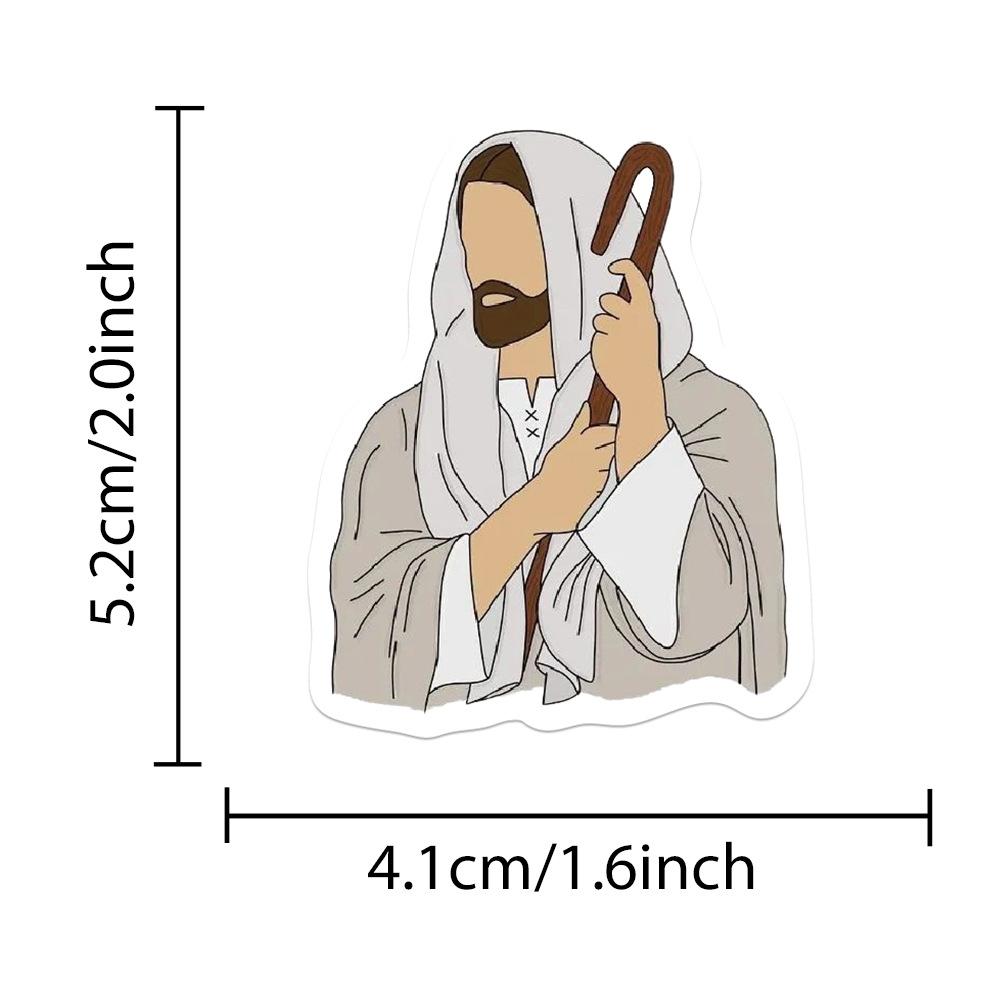 52PCS Bohemian Yeshua Holy Jesus Vintage Literature and Art DIY Graffiti Hand Account Sticker Mobile Phone Waterproof Decoration Sticker