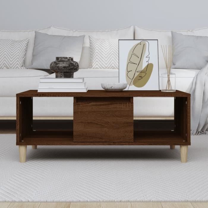 821067 vidaXL Coffee Table Brown Oak 90x50x36.5 Cm Engineered Wood