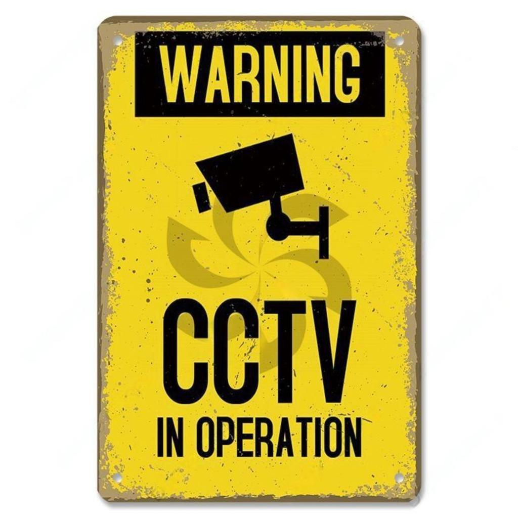 Warning CCTV Tin Signs Metal Plaque Notice 24 Hour Security Camera Vintage Poster Metal Plate Wall Decor for Mall Shop Bar Ho