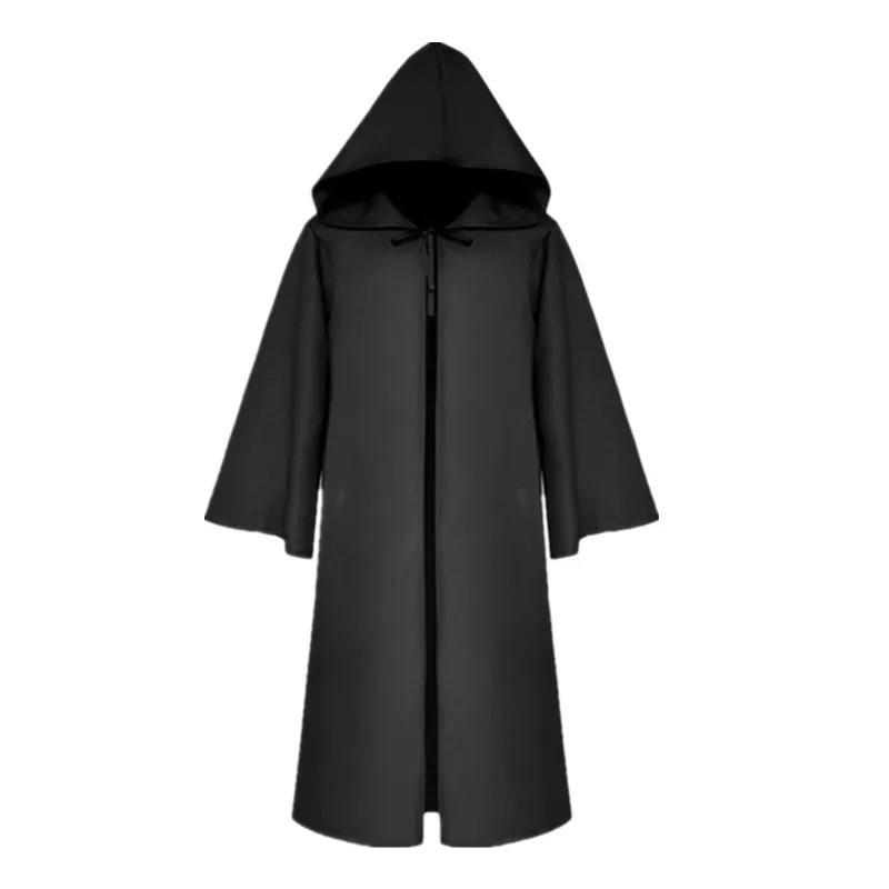 Robe longue à capuche noire de sorcière d'Halloween Cape Costume Cosplay Adulte et Cape Fantôme Effrayante Ensemble de Costume de Fête Enfant Kids 135 black
