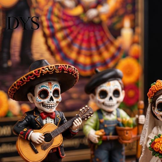 Family Keepsake Gift for Holiday Day of The Dead Advent Calendar, 24-Day Countdown Miniature Village Birthday Boys Girls Set, Collectible Figures