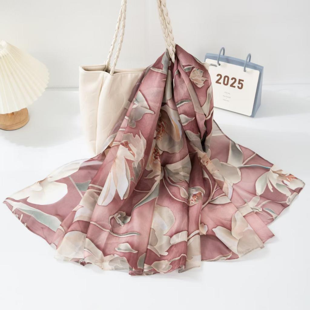 New Silk Scarf Female Fashion Beach Pashmina Bufanda Folral Women Shawl Wraps Bandana Ladies Scarves Large Foulard big Echarpe