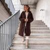 Women's Long Plush Coat In Beige, Brown, Khaki, and Dark Brown, Soft Fleece Outerwear with Comfort Fit