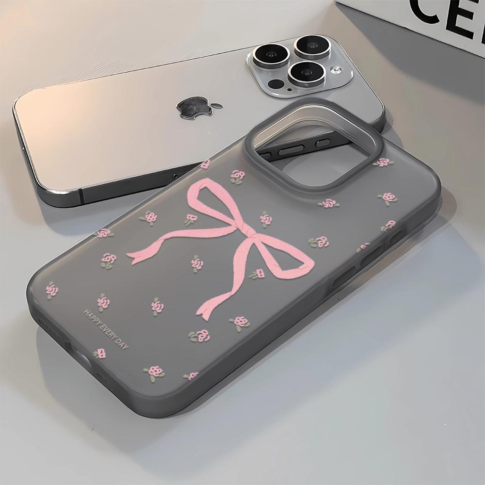 Pink Bow Pattern Phone Case For IPhone 17 16 13 15 11 12 14 17 Pro Max Air 7 8 Shockproof Transparent Cover Silicone Soft Funda