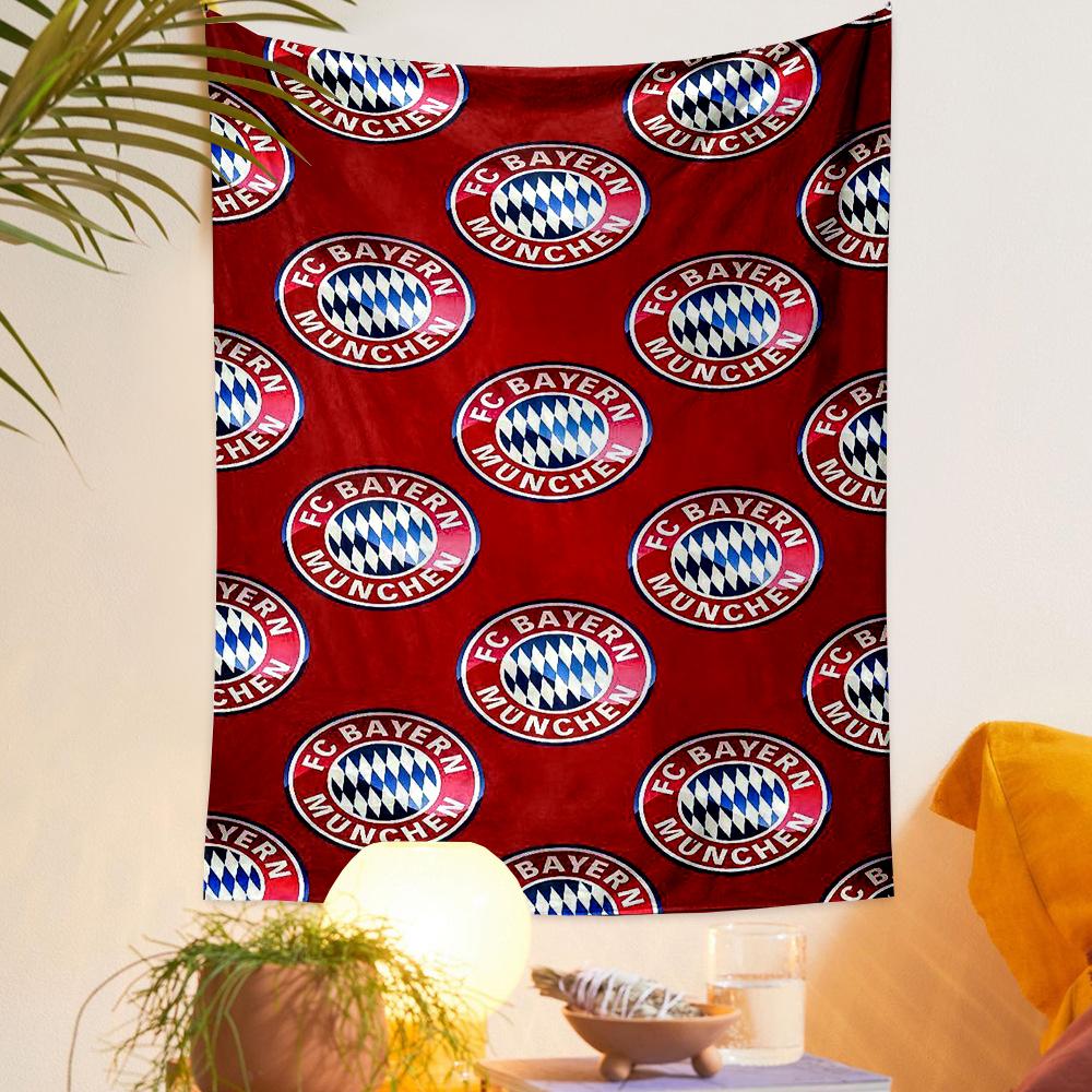 Wall Tapestry - FC Bayern Munchen Repeating Badge Pattern Red Football Club for Gift to Fans