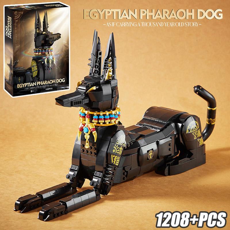 MOC City 1208pcs Ancient Egyptian Pharaoh Dog Model Building Blocks Set DIY Magical Animal Anubis Bricks Toys For Kids Gifts