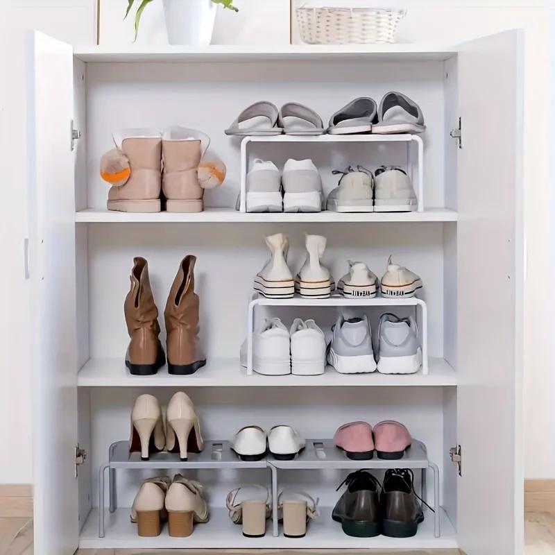 Non-adjustable plastic shoe rack, multi-layer storage organizer, space-saving sports shoes, slippers, family dormitory wardrobe,