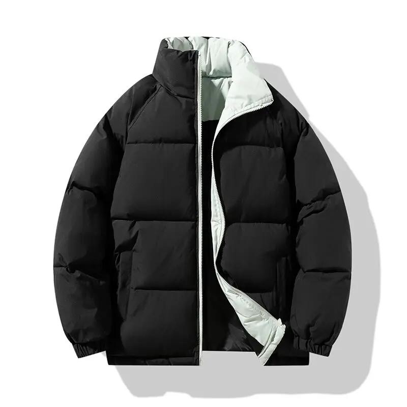 Winter Men Padded Coat Male Casual Loose Jacket Hong Kong Style Couple's Thick Parkas Man Stand Collar Windproof Outerwear