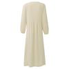 Women's Summer And Fashion V-neck Cotton Linen Loose Sleeves Long Sleeve Dress