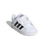 Adidas Neo GRAND COURT Hook and loop Abrasion Resistant Low top Skateboard Shoes White Black Infant And Toddler EF0118