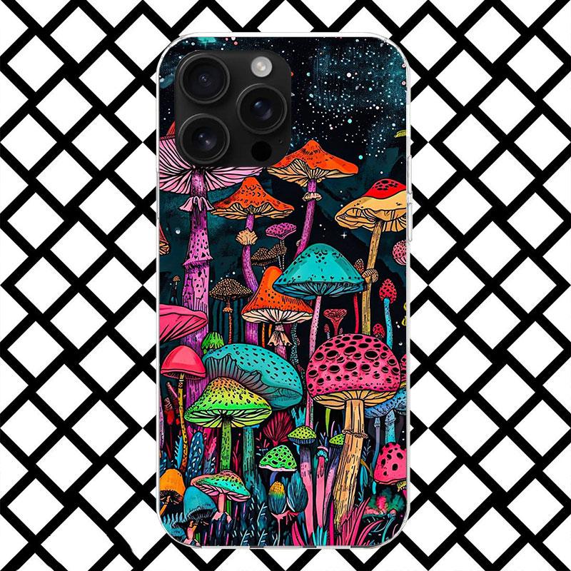 

Colorful Mushroom Phone Case for iPhone 17 Air 16 16E 15 14 Plus 13 Mini 12 11 Pro Max 7 8 + SE 2020 Soft Cover Fundas 17 Air 16 iPhone 13 Pro