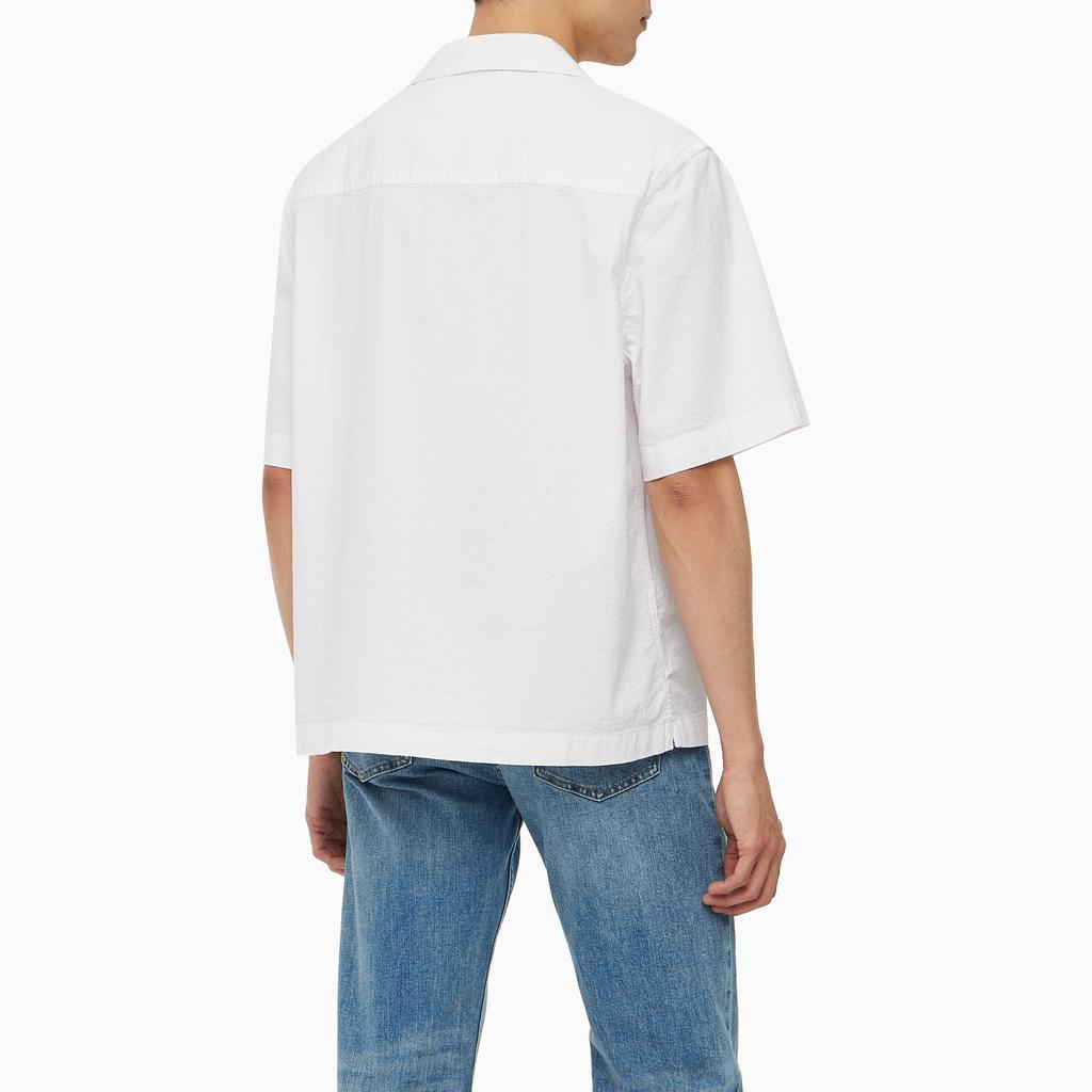 Calvin Klein Loose Comfortable Logo Short Sleeve Shirt Men Shirts White J325175-YAF