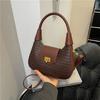 Pu Small Crescent Bag With Woven Texture For Daily Use