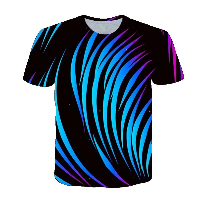 Men's Summer 3D Vortex Printed T-shirt with Fashionable Psychedelic Dizziness Pattern Trend Round Neck Men's T-shirt