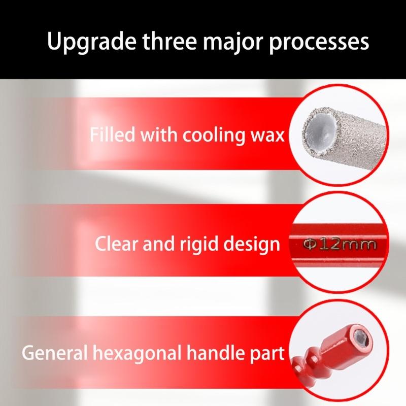 Hexagonal Shank Drill Bit Diamonds Coated Hole Cutter for Tile Glass Marble Dry Drilling and Edge Polishing