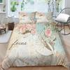 3D Classic Luxury Bedding Full Size Vintage Flower Bedspread Set Microfiber Fabric with Zipper Washable Soft Home Decoration
