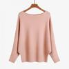 Womens Winter Solid Color Loose Batwing Sleeve Knit Sweater One-Shoulder Neck Long