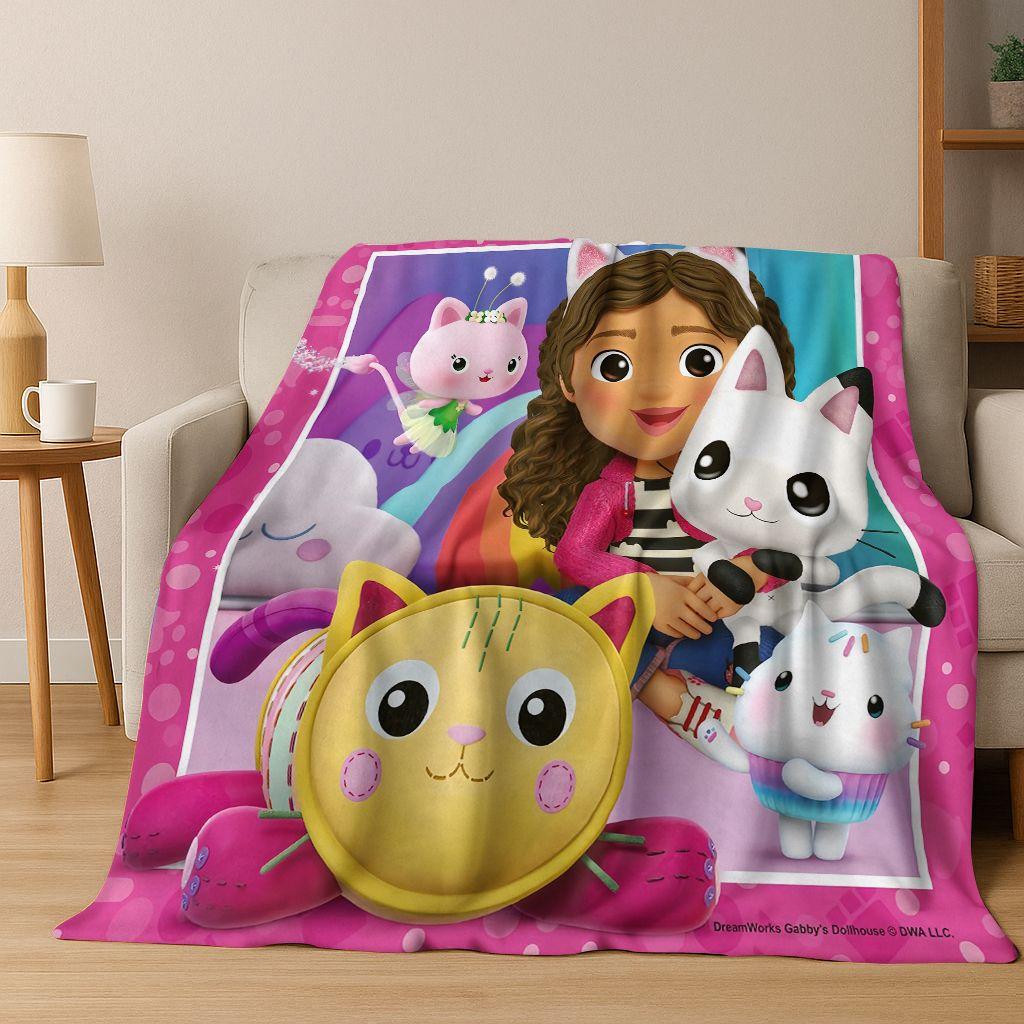 26 Stili Cartone Animato La Casa delle Bambole di Gabby Regalo per Ragazza Coperta in Flanella, Calda e Accogliente Morbida Coperta Plaid per Casa Camera da Letto Letto Divano Coperta Bambino