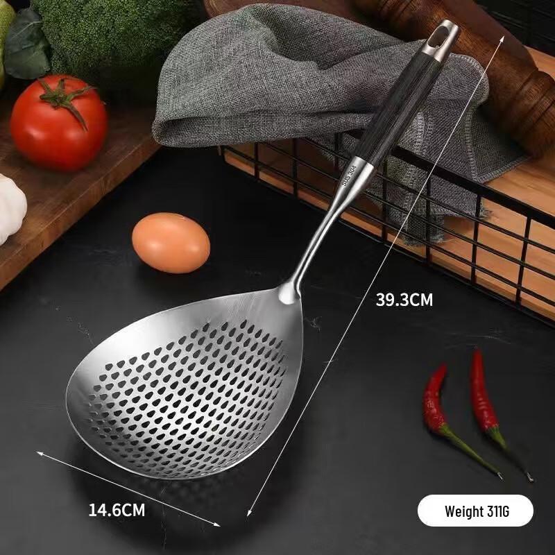 

ZISIZ 304 Stainless Steel Ebony Wood Water Drop Strainer Spoon Set