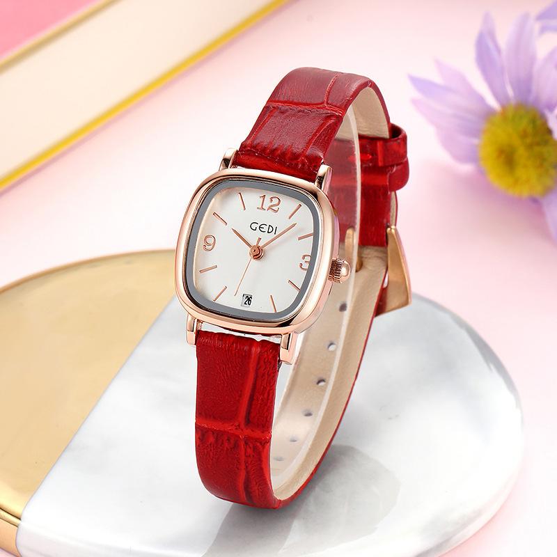 Korean Classic Vintage Square Belt Women'S Fashion Trend Compact Student Calendar Quartz Waterproof Watch