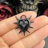 5pcs 30*29mm Goth Spiky Burning Heart Pendant Punk Thorn Heart Charms for Y2K Grunge DIY Jewelry Making Jewelry Craft Findings