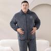 YUZHAOLIN Herren Verdicktes Dreilagiges Gestepptes Fleece-Schlafanzug-Set