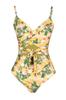 Women's New Season Swimsuit Floral Patterned Double Breasted Tied Normal Leg Swimsuit