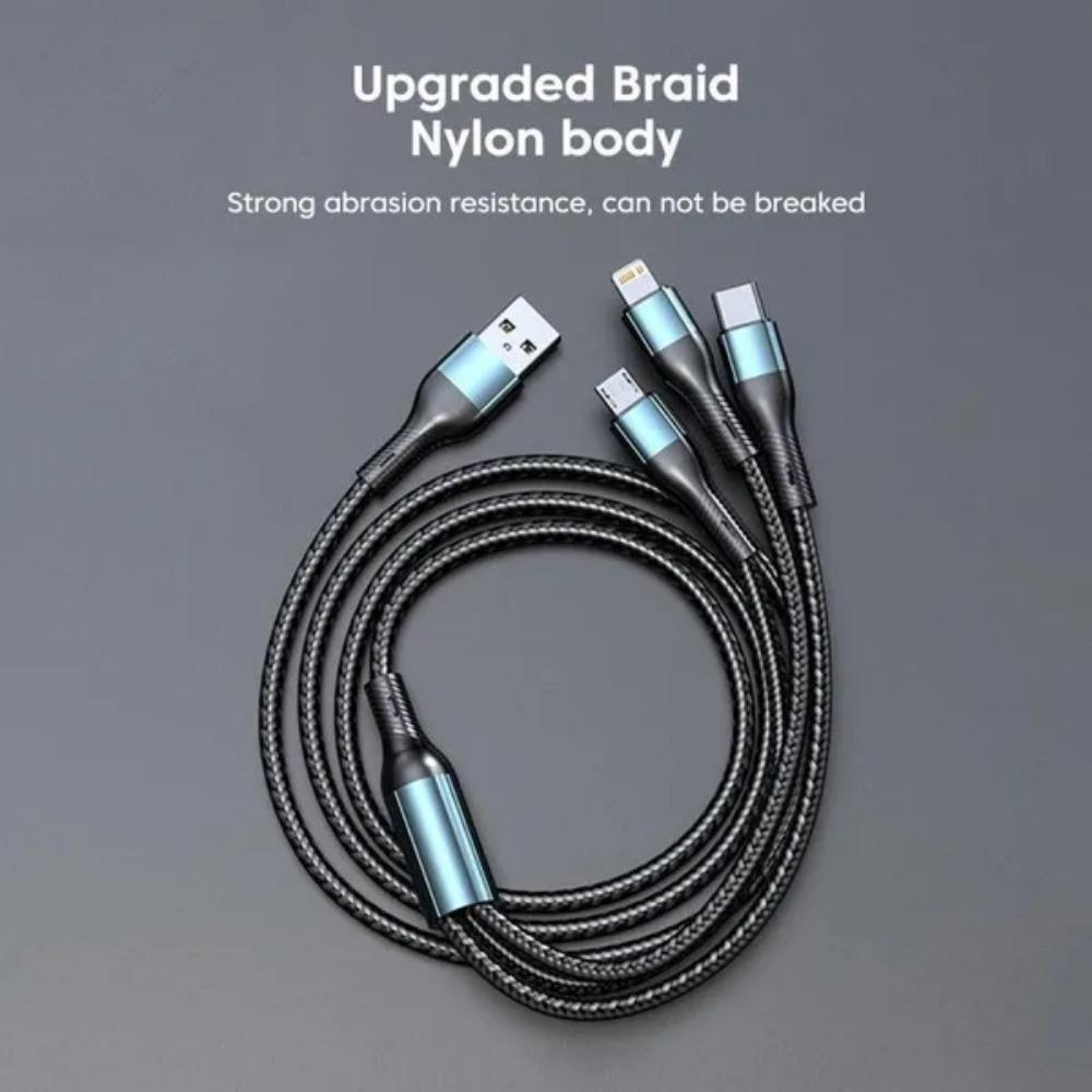 1PC Elough 120W USB C 3 In 1 Charging Cord Micro USB Type-c Multiple Mobile Phone Fast Charge Cable For iPhone 14 11 Huawei Data Cable